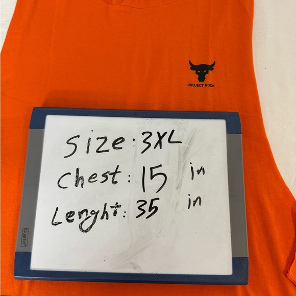 Under Armour Men's Project Rock Fleece Sleeveless Orange Hoodies 3XL - Picture 10 of 10